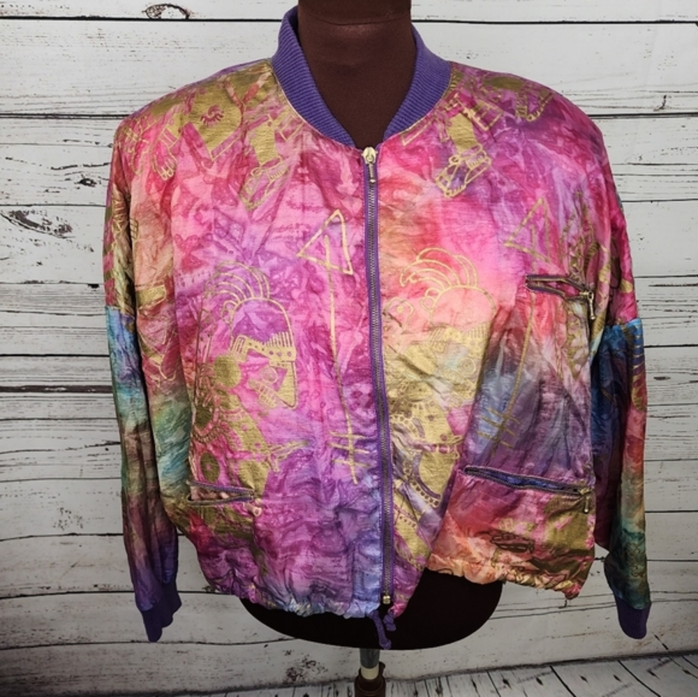 Vintage Jou‎ Jou Aztec Cropped Wind Breaker Jacket